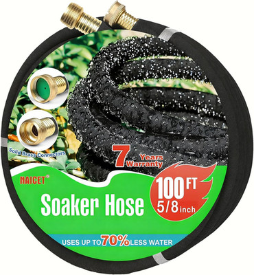 5/8'' round Soaker Hose 100 FT Heavy Duty Garden Soaker Hose for Rubber Drip Irri