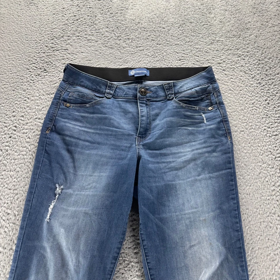Democracy Jeans Womens Size 14p Blue AB Solution Cotton Stretch Straight Fit - Image 2 of 4