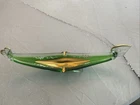Vintage Art Glass Murano  Style Gondola Boat Ashtray  Green  Gold Accents