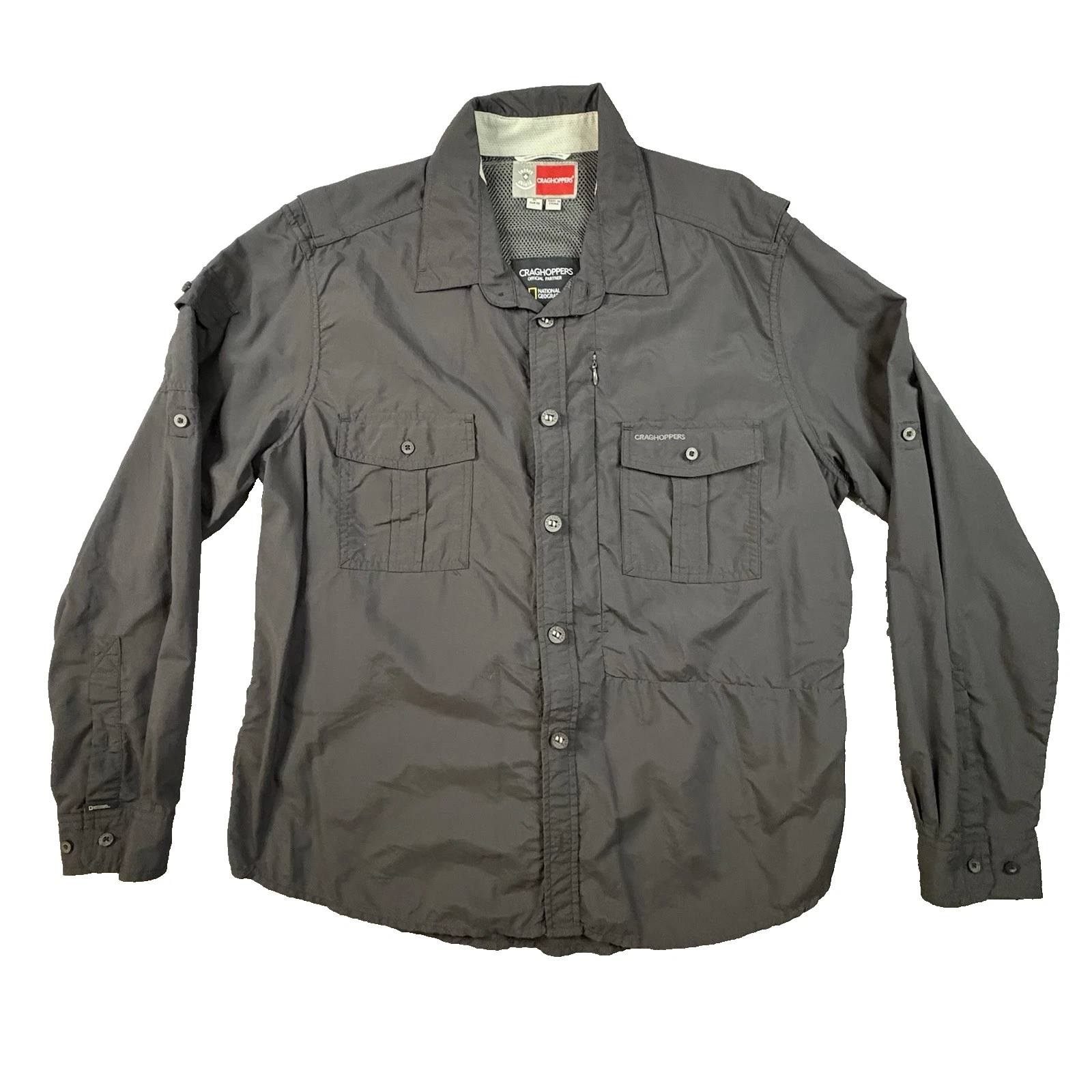 Craghoppers Men's XL Charcoal NosiLife National Geographic Hiking Safari Shirt