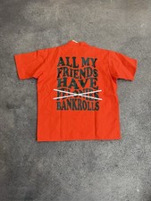 NWT Ben Davis XL USA Orange Half Zip Work Shirt Bankrolls Graphic Made USA