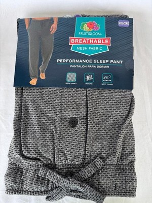 Fruit Of The Loom Men s Performance Sleep Pants Gray Stripped 2XL/2XG  NEW