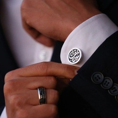 Arabic Calligraphy Cufflink, Islamic Gift for New Year Husband Name Cufflink