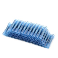 100Pcs Heat Shrink Wire Butt Connectors Waterproof Splice Terminal 14-16AWG Blue