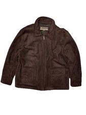 Columbia Sportswear Mens XLJacket Brown Faux Suede Leather Fleece Lined Full Zip