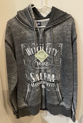 Hoodie sweater zip up Unisex Size XL Salem Massachusetts Witch City NWT