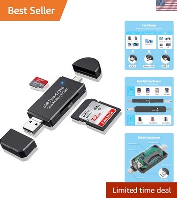 Compact USB 2.0 & Type-C Card Reader for SD/Micro SD - Efficient Data Access