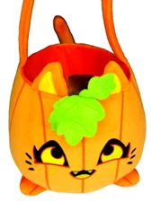 Aphmau MeeMeows 16" Jack O' Lantern Cat Halloween Plush Trick Or Treat Basket