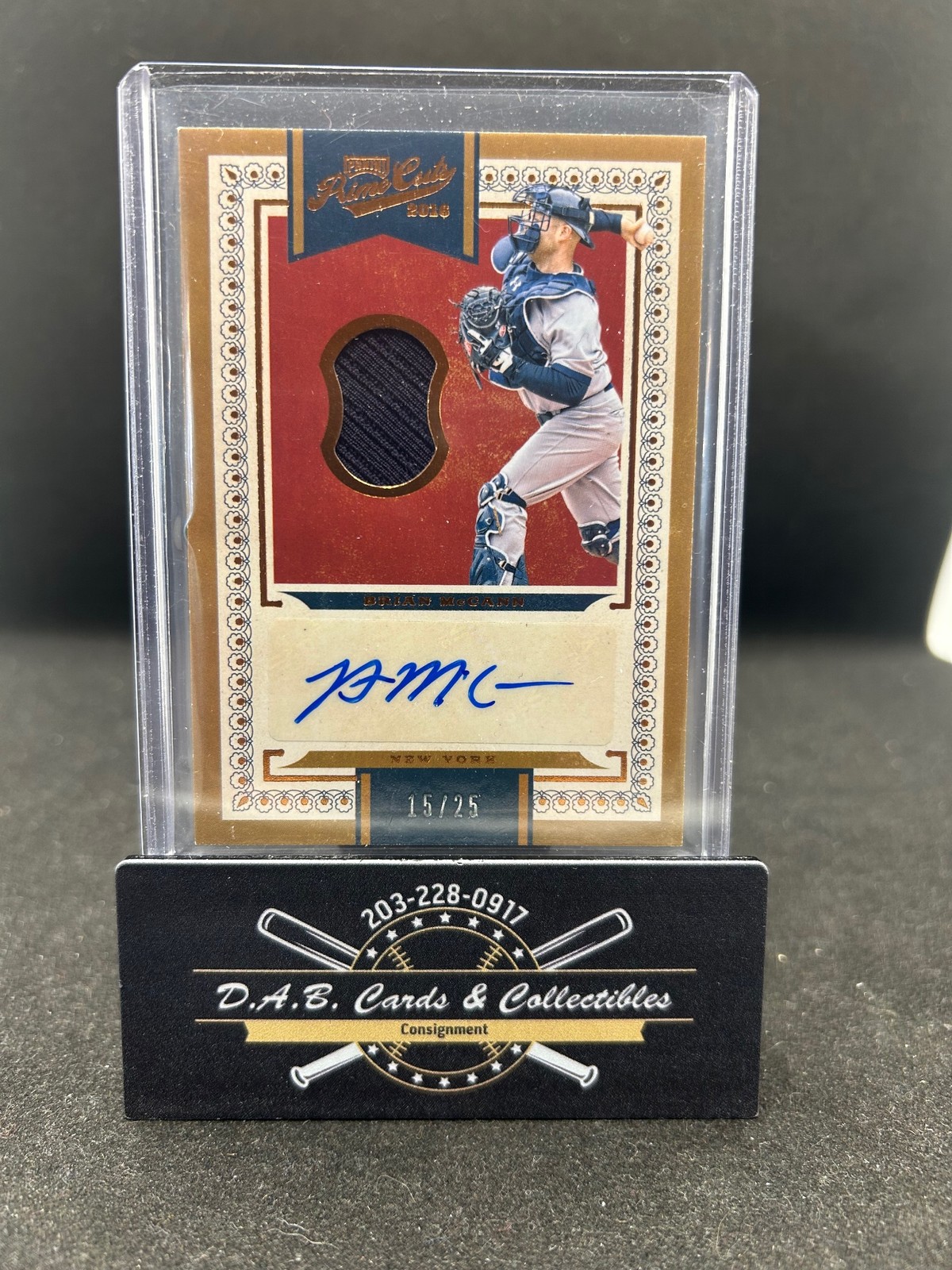 2016 Panini Prime Cuts 203 Brian McCann JERSEY PATCH Auto #/25 Yankees J07