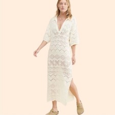 Free People Islamorada Fauxchet Sweater Maxi Resort Beach sz S