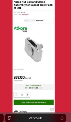 Mcca Atkore Marco Korb Klemmtasche 50 x 2 kostet £80 pro Packung in CEF
