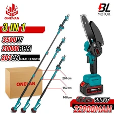 3in1 Cordless Pole Saw Brushless 6''Chainsaw &Pruning Shears  for Tree Trimming