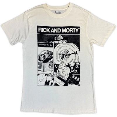 Rick & Morty T-Shirt: Black And White Collage (Natural) OFFICIAL NEU