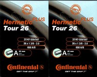 2X Continental Tour 26 Hermetic Plus Schlauch 26 Zoll Av (37/47-559/597) Av 40Mm