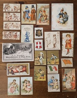 70 Pieces of Victorian Trade Cards Die Cuts Ephemera Mixed Lot