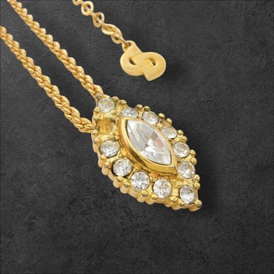 Christian Dior Halskette Strass Gold Marquise Schliff