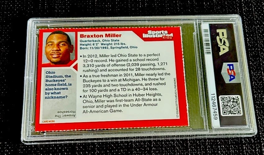 BRAXTON MILLER ROOKIE SPORTS ILLUSTRATED FOR KIDS SI 2013 OHIO STATE PSA 8 - Image 2 of 2