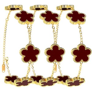 Authentic 18K Gold Plated Clover Bracelet Set 3pcs Clover Bracelet Set Lucky Mothers