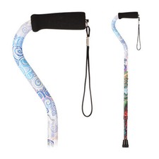 NEW LADIES VIBRANT PEACOCK PRINT OFFSET HANDLE WITH RUBER TIP WALKING CANE