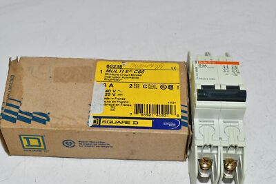 NEW Square D 60238 Miniature Circuit Breaker Multi 9 C60 3A 2 Pole