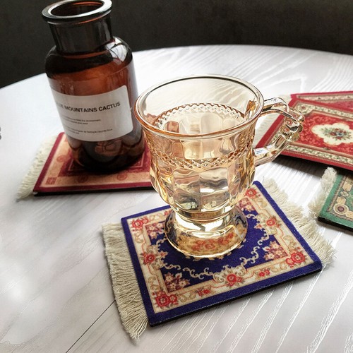 3Pcs Sottobicchieri Turco Persiano Design Nappa Rettangolo Tè Caffè Tazza Opaco - Foto 7 di 24