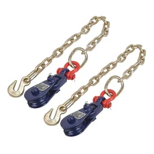 2X 2 Ton 3" Snatch Block w/2' Tow Chain Anchor Wrecker Flatbed Truck Car Carrier