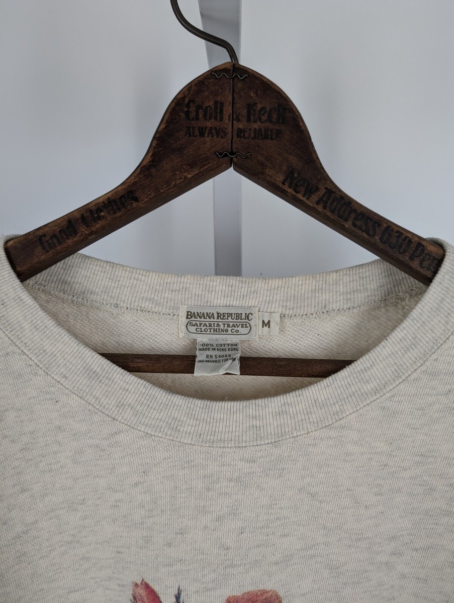 Banana Republic Vtg 80s 90s Rose Thorn Logo Graphic Sweatshirt M