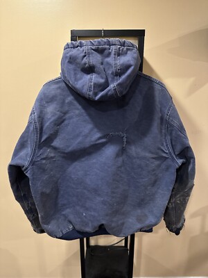 Vintage Carhartt Faded Thrashed Hooded Distress Work Jacket