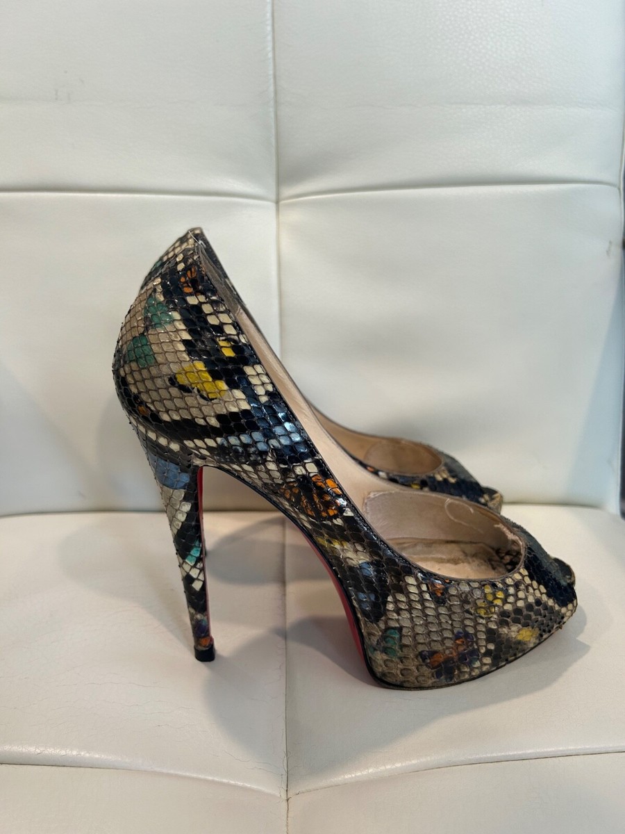 Christian Louboutin ハイヒール パンプス パイソン Christian LOUBOUTIN ~ PYTHON open toes high heels ~ US: 9 ; EU