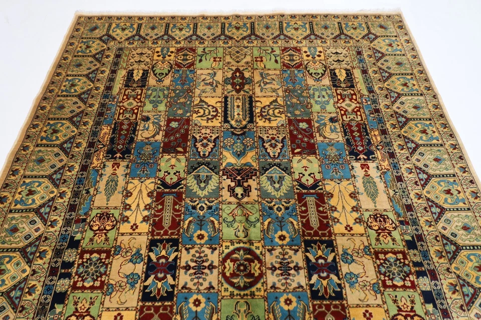 7x10 ft Beige four-season patchwork Area rug Afghan Hand Knotted Tribal oriental - Image 4 of 4