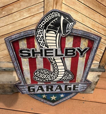 XXL Holzschild Shelby Garage Big Block Muscle Car ca 50 x 58 cm