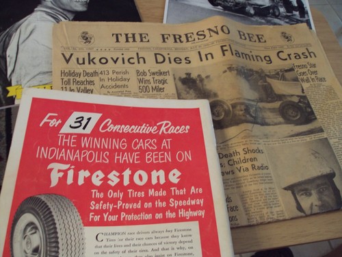 1955 Memorabilia Lot~FRESNO Racing Legend "BILLY VUKOVICH" Indy 500 Race DEATH~ - Picture 6 of 12