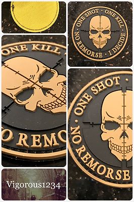SNIPER ONE SHOT KILL Death Skull DEVGRU PVC SWAT Army 3D Patch | eBay