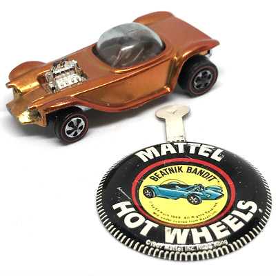 Hot Wheels Redline Beatnik Bandit 1968 Orange Champagne Int. - U.S.A. W/Button