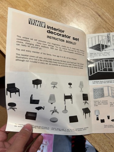 MCM Irwin Dollhouse 1964 Sear’s Interior Decorator Set New In Original Box RARE! - Picture 10 of 11
