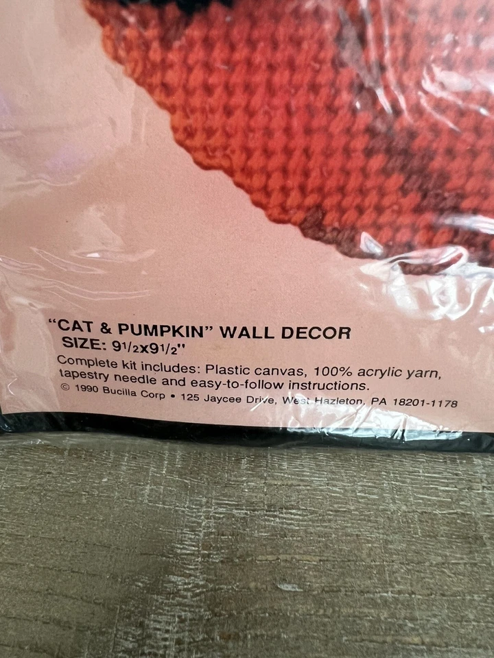 Kit Punto de Cruz Bucilla Lona Plástica Colección Halloween Gato y Calabaza Nuevo de Lote Antiguo Foto 4 de 4