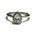 Natural GIA pear fancy diamond 14k white gold halo engagement ring .64ct I1 D — photo 1