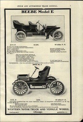 1906 PAPER AD CAR AUTO Beebe Model E Automobile Gale E F Tilting Body Rambler 14