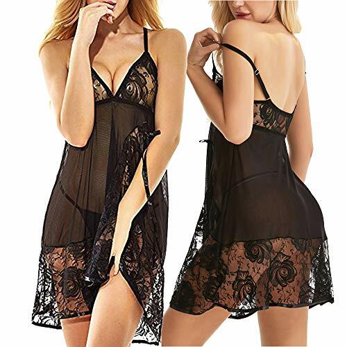 Damen Sexy Dessous Spitze Babydoll V-Ausschnitt Übergröße Nachtwäsche Nachtwäsche Pyjama - Bild 2 von 40