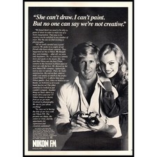 1978 Nikon FM SLR Camera Vintage Print Ad Photography Creative Couple Wall Art