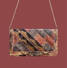 Vintage 80's Patch Work Snake Skin Handbag or Clutch by Varon