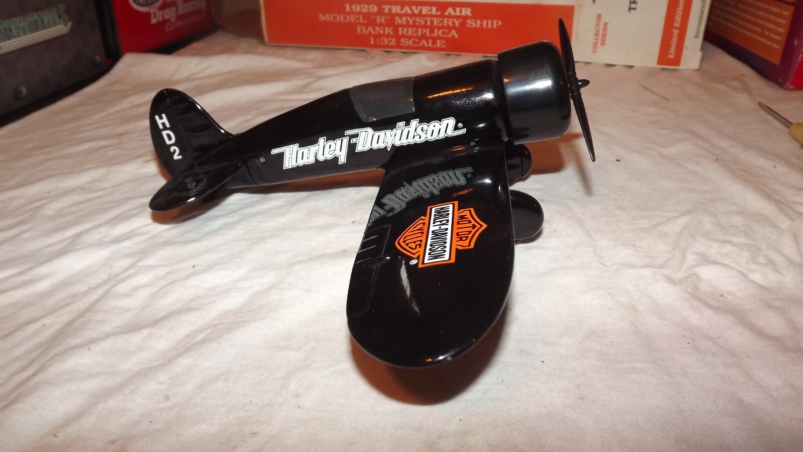 Harley Davidson 1929 Travel Air Model “R” Mystery Ship Plane Bank 1:32 Diecast