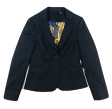 Ted Baker London Striped Wool Blend Blazer Womens Size 2 NWT Black