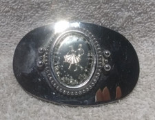 Silver Shiny Square Dancing Center Insert Belt Buckle B L USA Great Condition