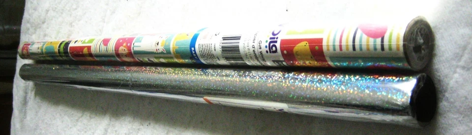 Voila Gift Wrapping Paper 2 rolls Baby theme & shimmer foil new - Image 4 of 4