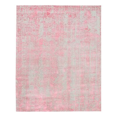 7'10''x10'1'' Wool And Plant Based Silk Erased Modern Design Handloomed Rug G62257