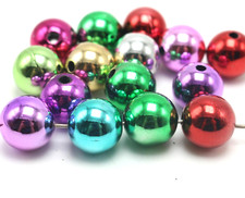 25 Shiny Mixed Color Metallic Acrylic Christmas Round Beads 14mm 0.55" Smooth