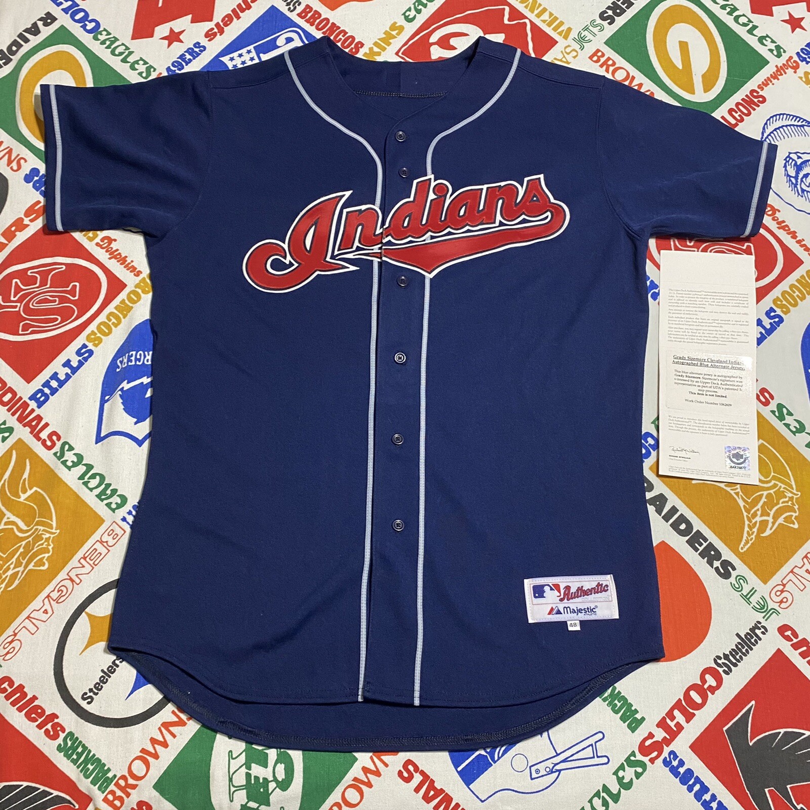 24 GRADY SIZEMORE Cleveland Indians MLB OF Blue Throwback Jersey