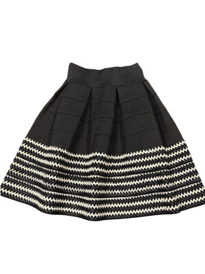 Miami Black and White Pleated Skirt with Braided Rope Detail Size Small-RF-224MS