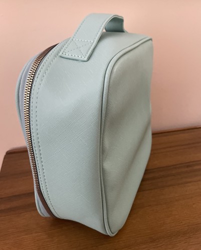 Neiman Marcus Makeup Travel Case Mirror Makeup Bag Seafoam Green 10" x9" x4" NEW - Picture 8 of 9